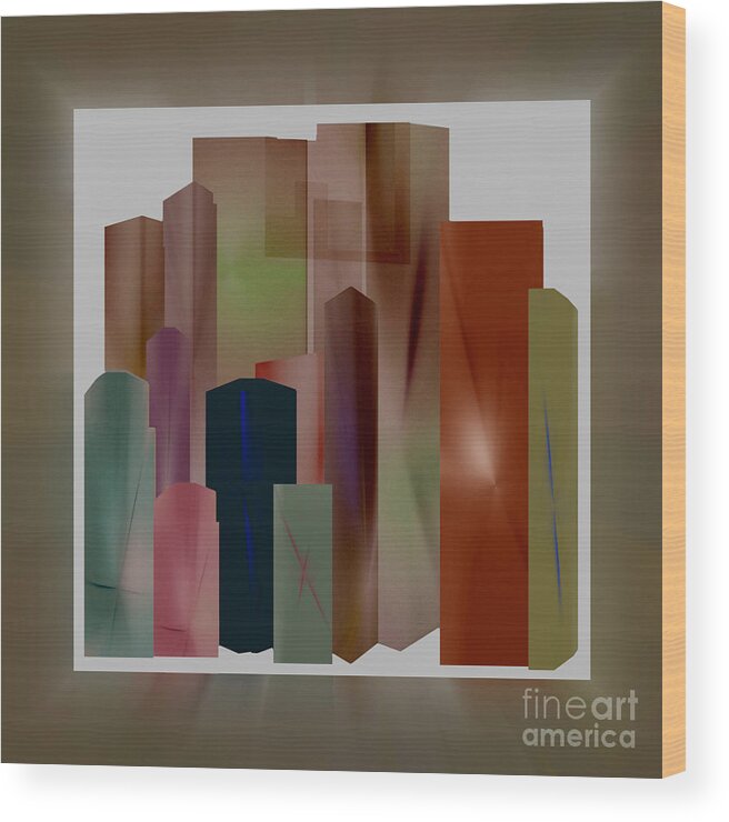 Abstract Wood Print featuring the digital art The Block #1 by John Krakora