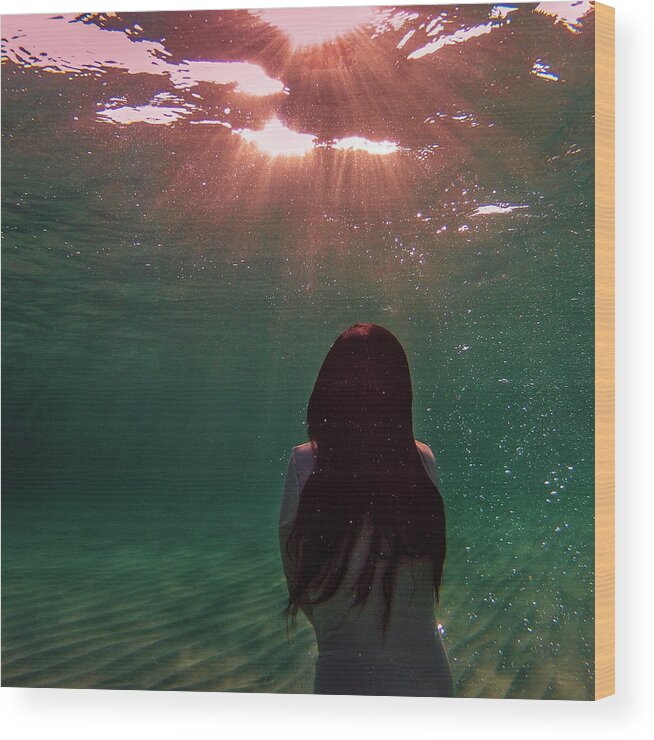 Swim Wood Print featuring the photograph Underwater Sunset #1 by Gemma Silvestre