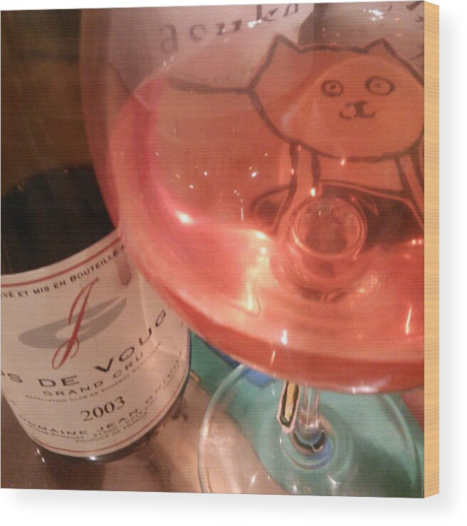 Cat Wood Print featuring the photograph Wine #1 by Goma