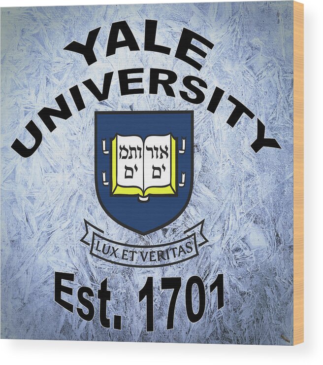 Yale Wood Print featuring the digital art Yale University Est 1701 #1 by Movie Poster Prints