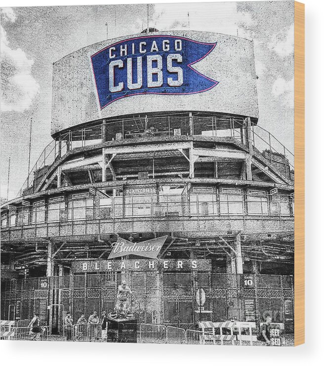 Vintage Wood Print featuring the photograph 1373 Vintage Wrigley Field by Steve Sturgill