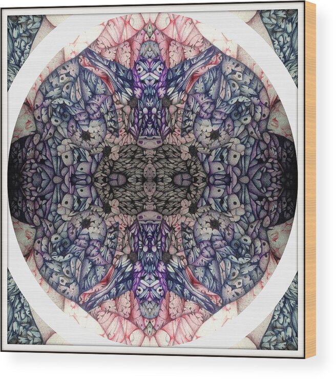 Digitally Altered Ballpoint Drawings Wood Print featuring the digital art From One Many The Self Tormentor Group #6 by Jack Dillhunt