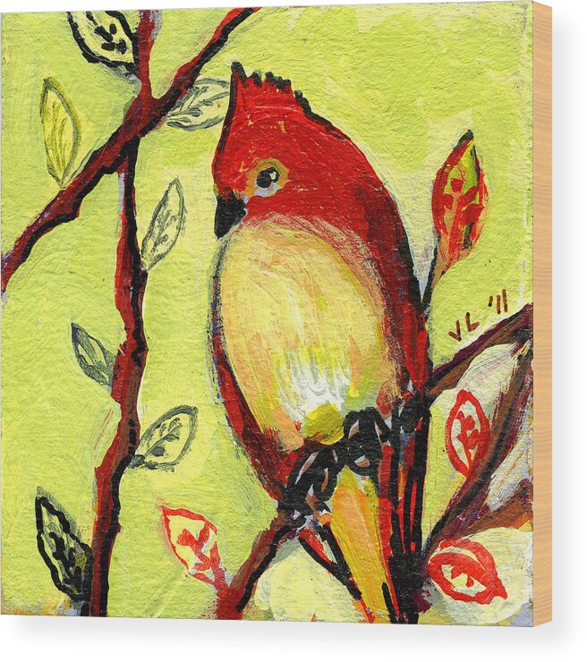Bird Wood Print featuring the painting 16 Birds No 3 by Jennifer Lommers