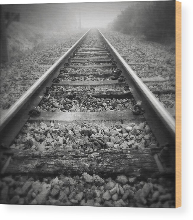 Lines Wood Print featuring the photograph Railway tracks #17 by Les Cunliffe