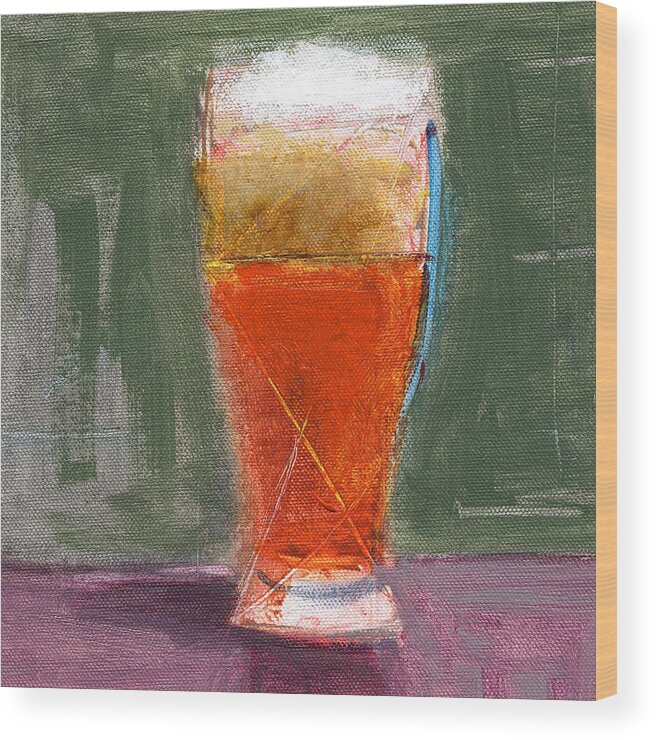 Beer Wood Print featuring the painting Untitled #17 by Chris N Rohrbach