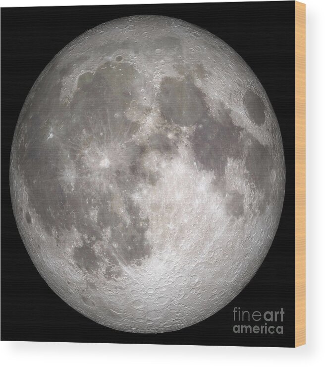 Digital Composite Wood Print featuring the photograph Full Moon #2 by Stocktrek Images
