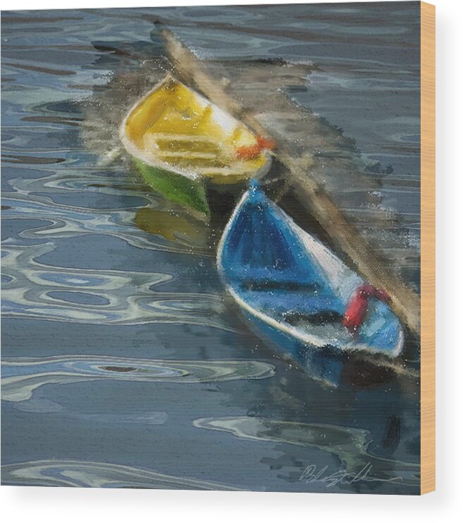 Boats Wood Print featuring the digital art 2 In Waiting by Dale Stillman