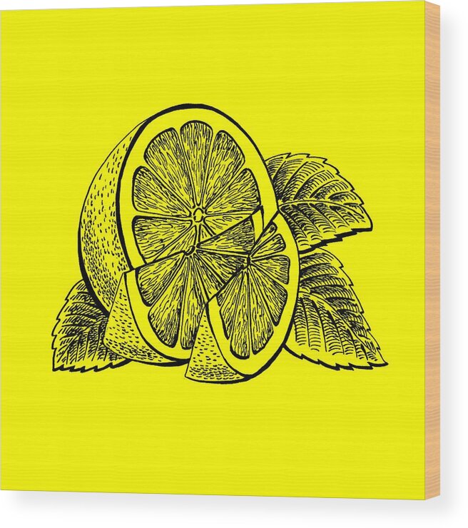 Lemon Wood Print featuring the painting Lemon #1 by Irina Sztukowski