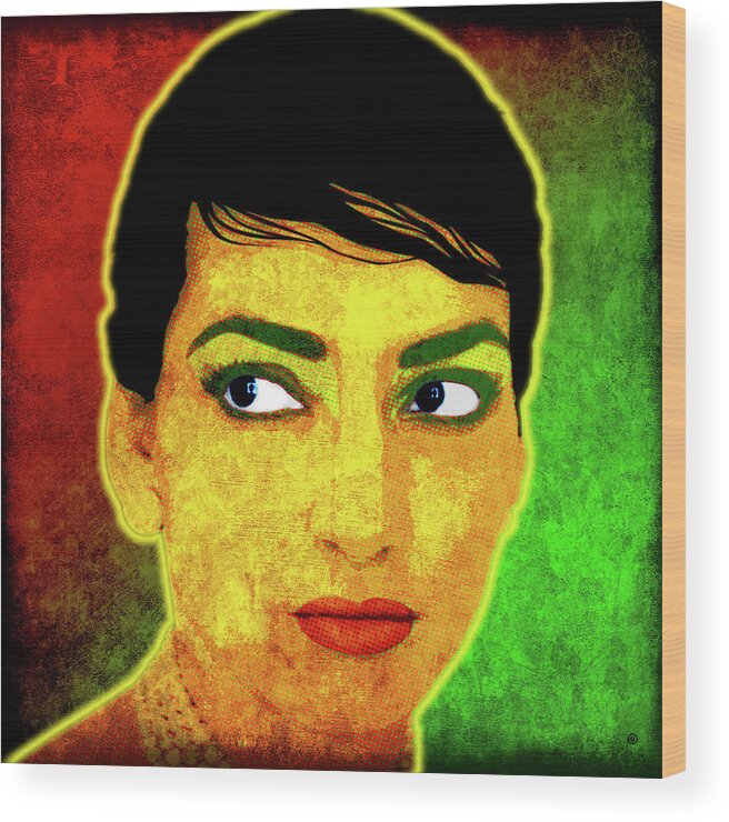 Portrait Wood Print featuring the digital art Maria Callas #2 by Gary Grayson