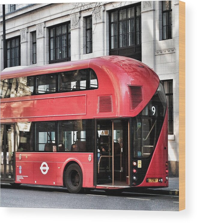 London Wood Print featuring the photograph Red Bus in London #2 by Joshua Miranda