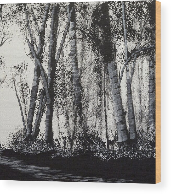 Silhouette Wood Print featuring the painting They Shut The Road Through The Woods Centre by Russell Collins