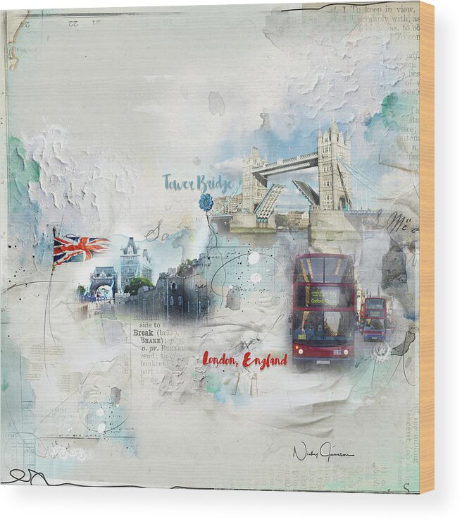 Londonart Wood Print featuring the digital art Tower Bridge by Nicky Jameson