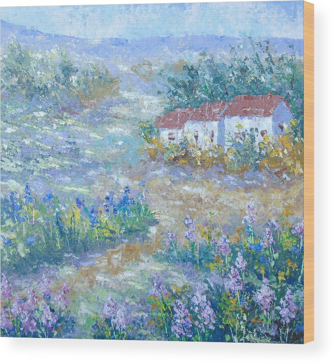 Provence Wood Print featuring the painting Village de Provence #3 by Frederic Payet