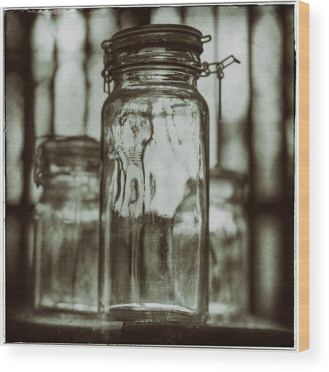3 Wood Print featuring the photograph 3 Glass Jars by Anders Kustas