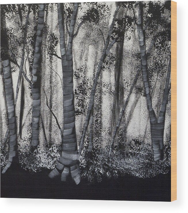 Silhouette Wood Print featuring the painting They Shut The Road Through The Woods Right by Russell Collins