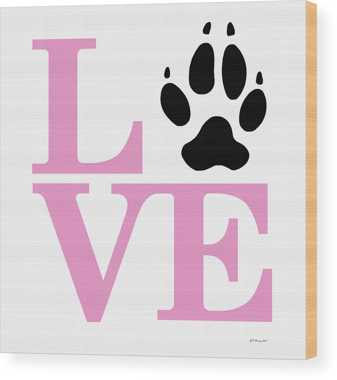 Love Wood Print featuring the digital art Love Claw Paw Sign #32 by Gregory Murray