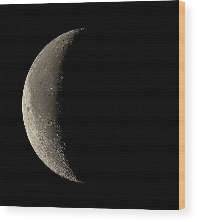 Moon Wood Print featuring the photograph Waning Crescent Moon by Eckhard Slawik