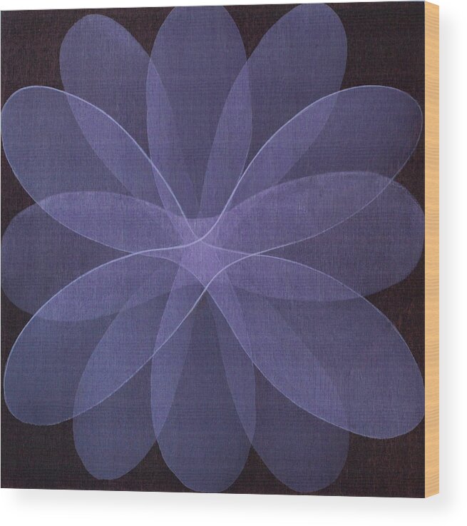 Abstract Wood Print featuring the painting Abstract flower by Jitka Anlaufova