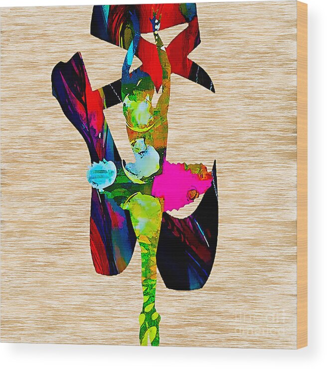 Ballet Digital Art Wood Print featuring the mixed media Ballerina #7 by Marvin Blaine