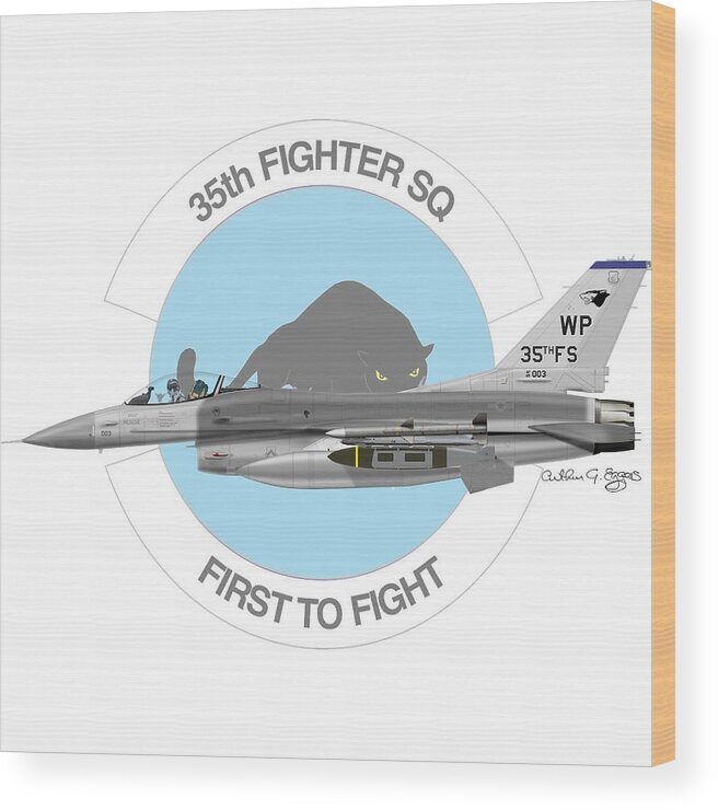 Lockheed Wood Print featuring the digital art Lockheed Martin F-16C Viper #7 by Arthur Eggers