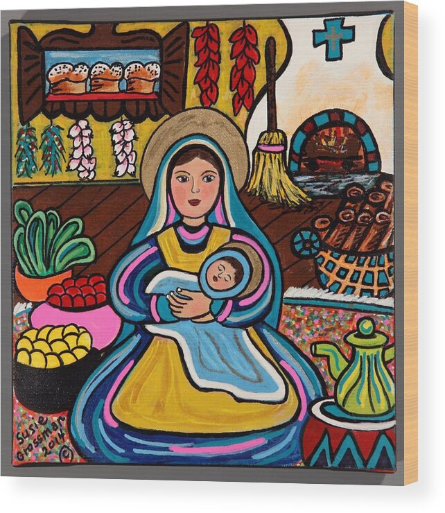 Mary And Infant Jesus Wood Print featuring the painting Kitchen Madonna #2 by Susie Grossman
