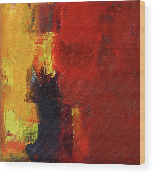 Large Red Abstract Painting Wood Print featuring the painting A Bit of Red by Nancy Merkle