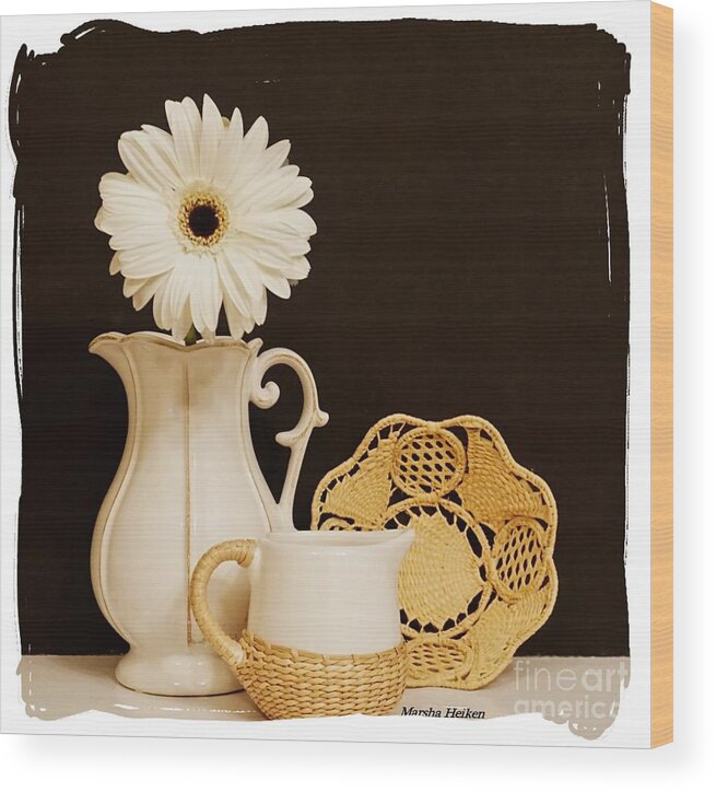 Photo Wood Print featuring the photograph A Daisy and a Basket by Marsha Heiken