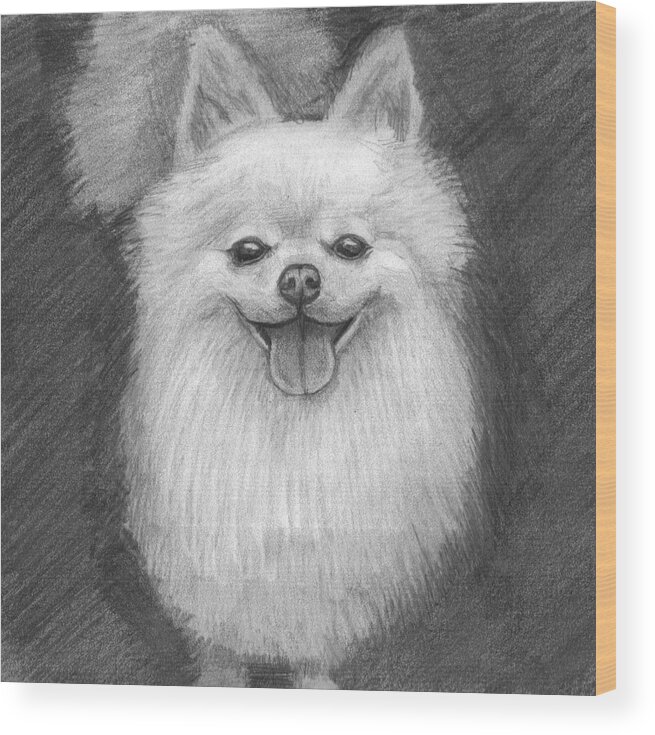 Dog Wood Print featuring the drawing A Doggie 4 Xmas by Katie Alfonsi