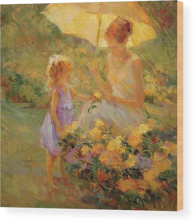#impressionistartist Wood Print featuring the painting A Flower For My Mother by Diane Leonard