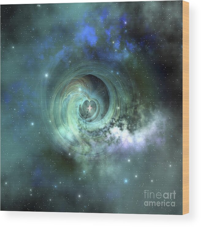 Space Art Wood Print featuring the digital art A Gorgeous Nebula In Outer Space by Corey Ford