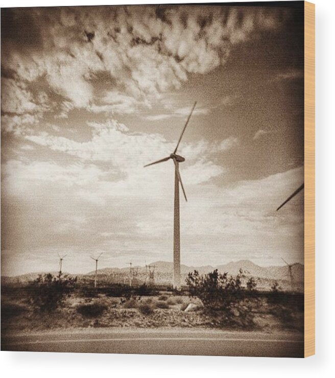 Picture Wood Print featuring the photograph A #holga Shot Of The Windmills By by Alex Snay