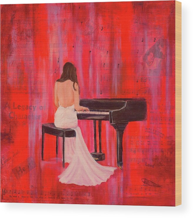 Mixed Media Wood Print featuring the mixed media A Love Song by Jeanette Sthamann