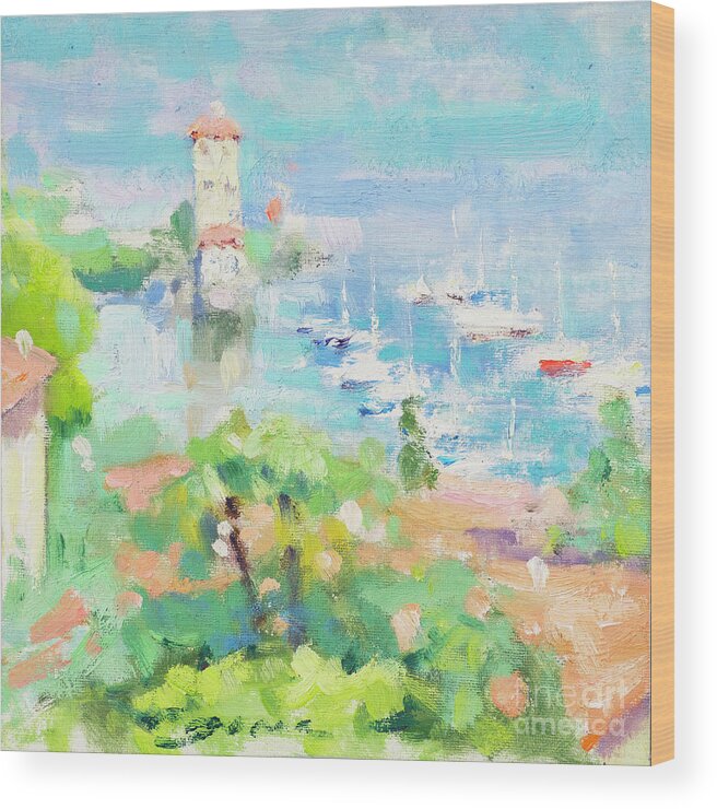 Lake Como Wood Print featuring the painting Vibrations by Jerry Fresia