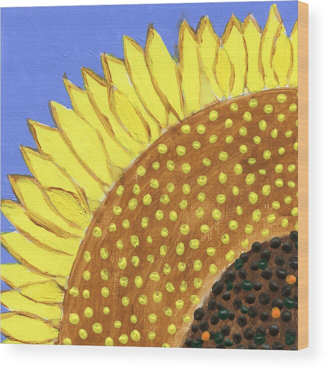 Sunflower Wood Print featuring the painting A Slice Of Sunflower by Deborah Boyd