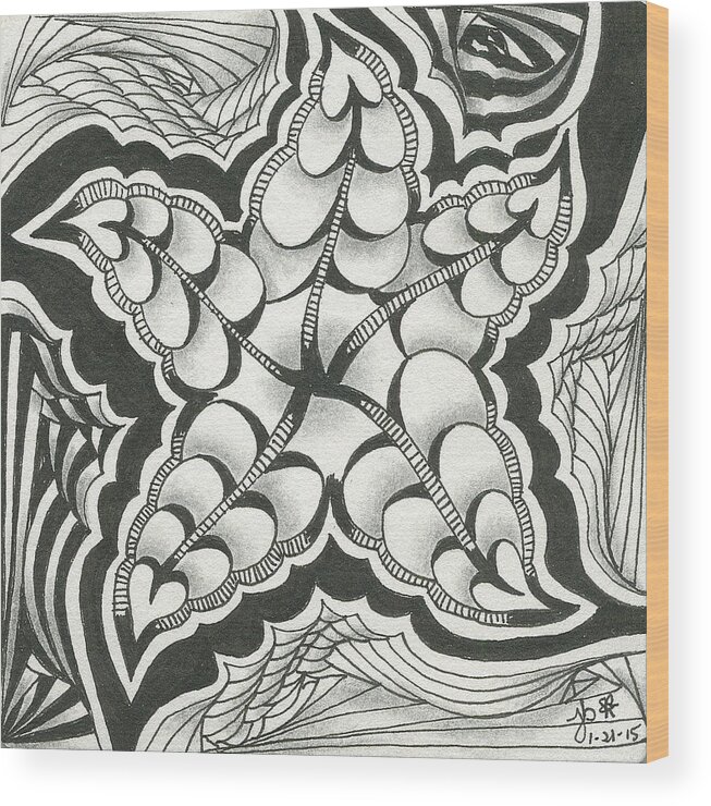 Zentangle Wood Print featuring the drawing A Woman's Heart by Jan Steinle