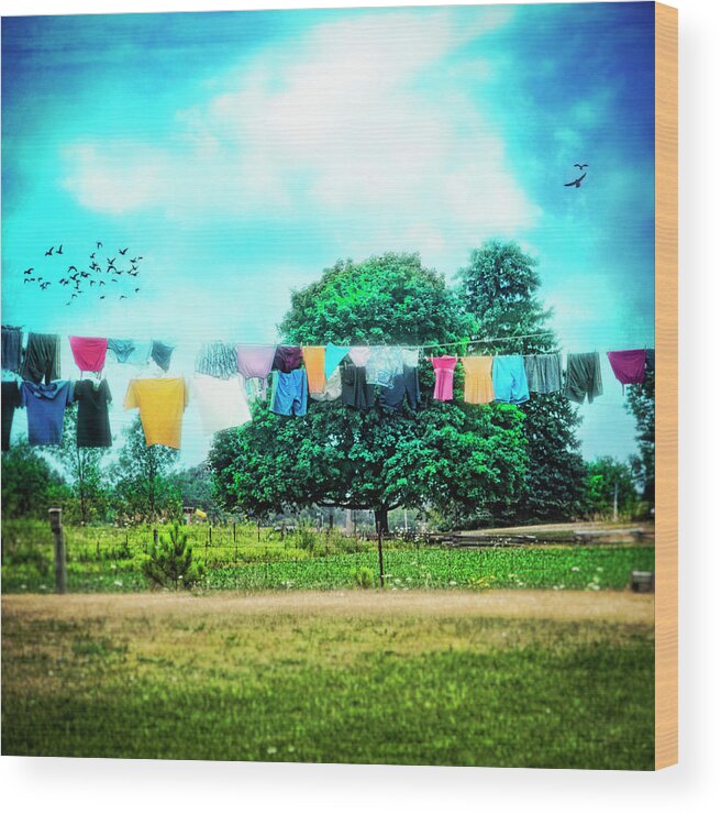 Laundry Wood Print featuring the photograph A Woman's Work is Never Done by Tammy Wetzel