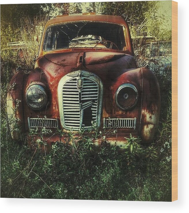 Oldandrusty Wood Print featuring the photograph #abandoned #oldcar #newyork by Visions Photography by LisaMarie