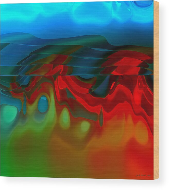 Abstract Landscape Wood Print featuring the digital art Abstract 430 by Judi Suni Hall