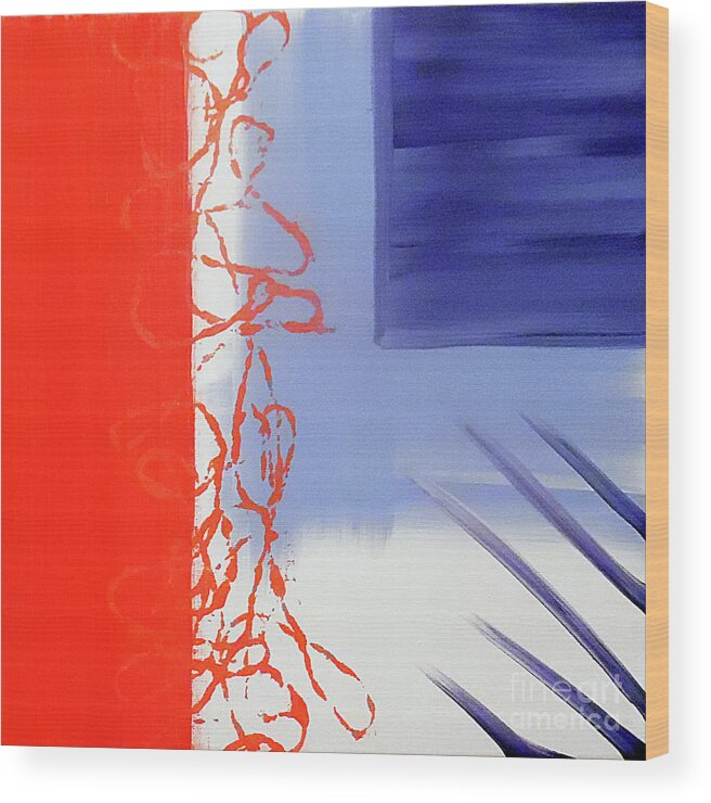 Red White Blue Wood Print featuring the painting Abstract America by Jilian Cramb - AMothersFineArt
