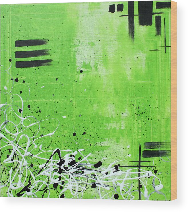 Painting Wood Print featuring the painting Abstract Art Original Painting GREEN DREAMS by MADART by Megan Aroon