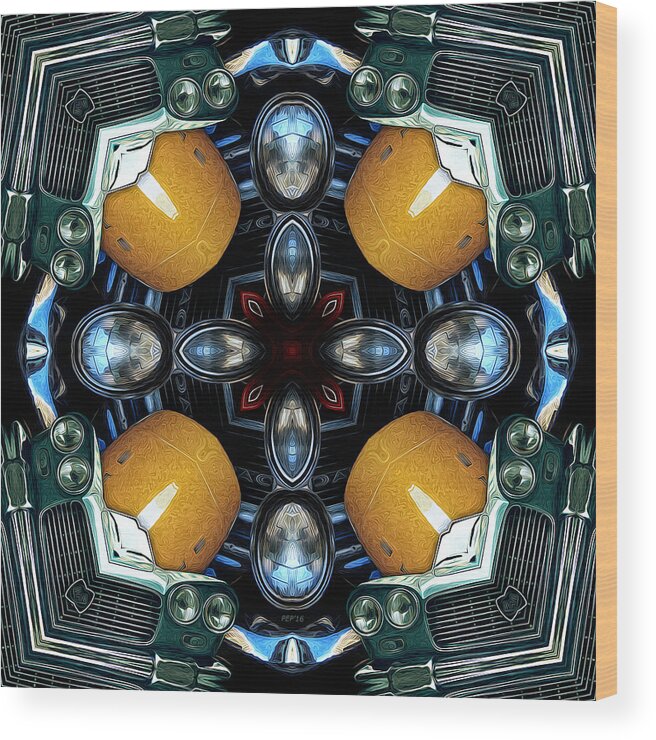 Kaleidoscope Wood Print featuring the photograph Abstract Auto Artwork One by Phil Perkins