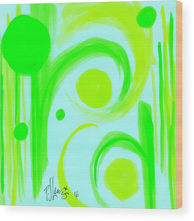 Bright Colors Wood Print featuring the painting Abstract Citrus by PJ Lewis