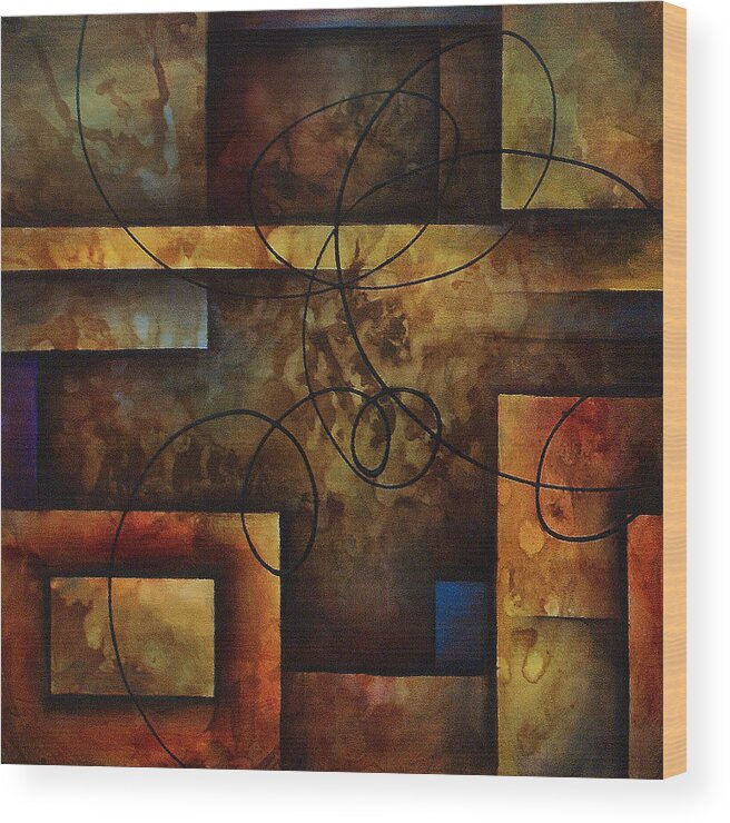 Abstract Art Wood Print featuring the painting abstract design A by Michael Lang