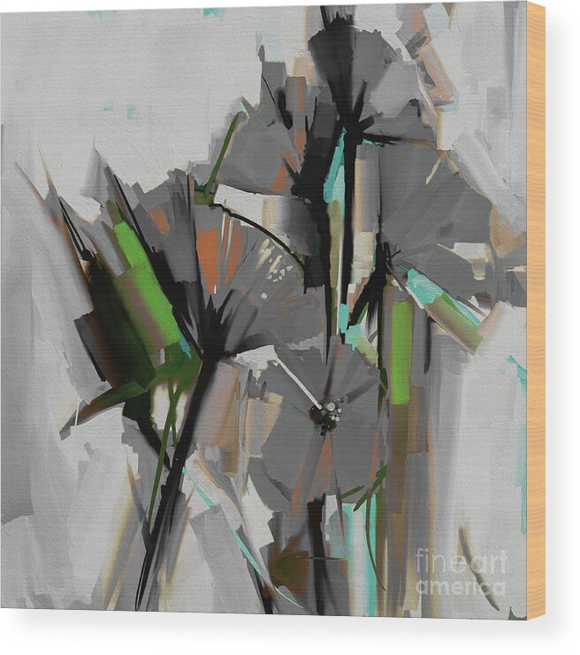 Flowers Wood Print featuring the painting Abstract Flowers 40032 by Gull G