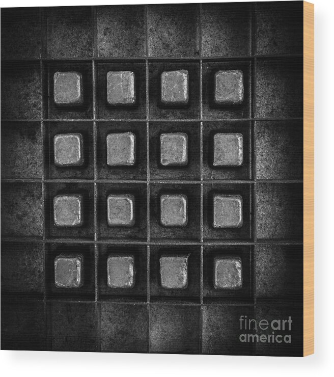 Abstract Wood Print featuring the photograph Abstract Squares Black and White by Edward Fielding