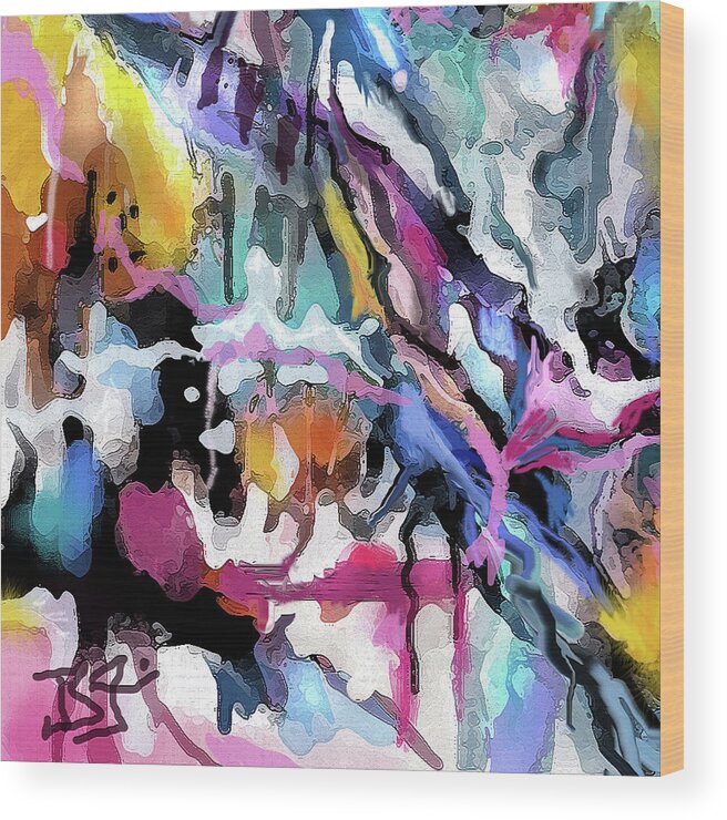 Colorful Abstract Wood Print featuring the digital art Abstract XYZ by Jean Batzell Fitzgerald
