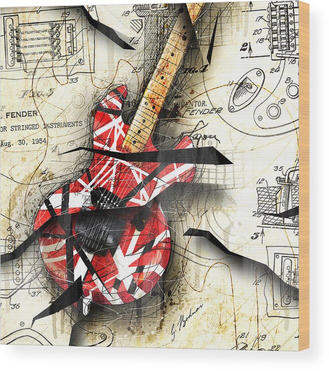 Guitar Wood Print featuring the digital art Abstracta 35 Eddie's Guitar by Gary Bodnar
