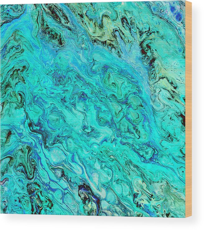 Abstract Wood Print featuring the mixed media Acrylic Blues by Stephanie Grant