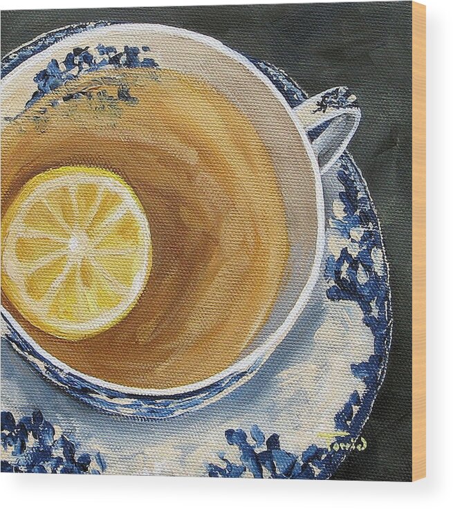 Teacup Wood Print featuring the painting Afternoon Tea by Torrie Smiley