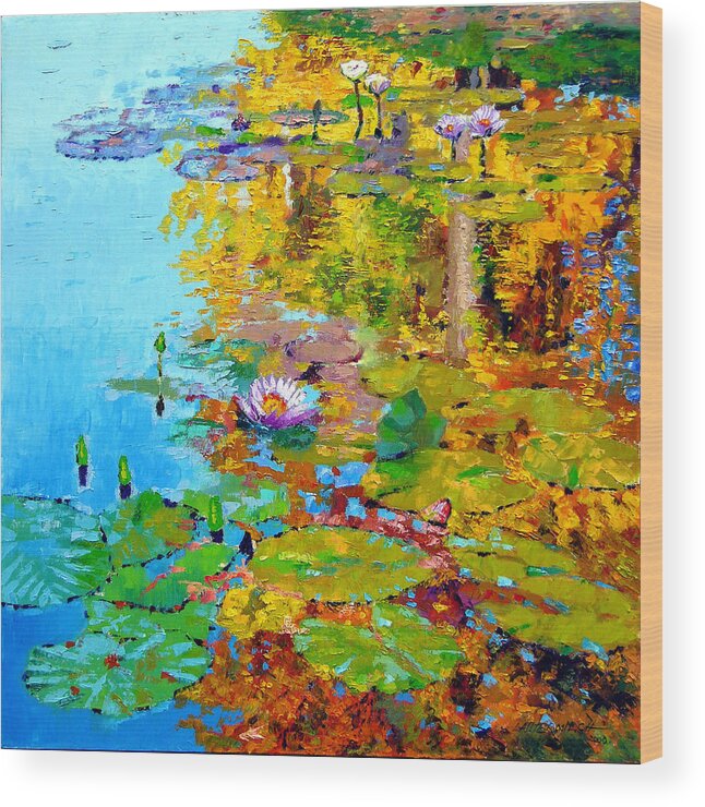Fall Wood Print featuring the painting Aglow With Fall by John Lautermilch